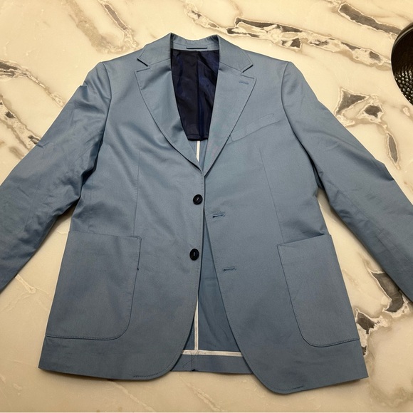 Dan John Men’s Light Blue Cotton Stretch Sateen Jacket Blazer- US 36 - Picture 8 of 12